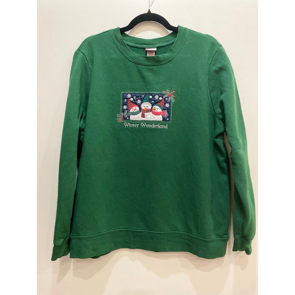 Holiday Editions Christmas Holiday Sweatshirt L 3D Snowman Winter Wonderland 90s